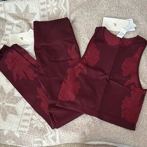 Maroon Floral Activewear Set